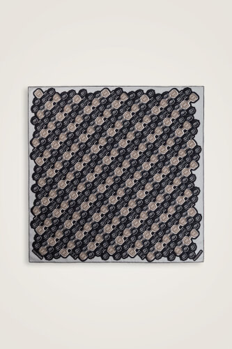 Girdap Siyah-Gri Tivil İpek Eşarp 95x95 - Imannoor (2)