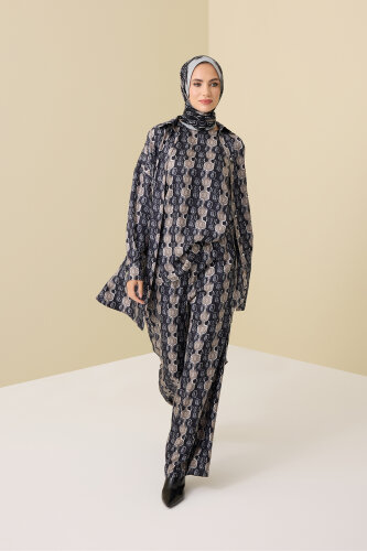 Girdap Siyah-Gri Tivil İpek Pantolon Pijama - Imannoor (4)