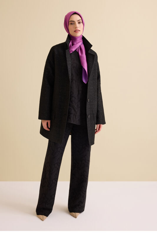 Glittery Black Long Jacket - 3