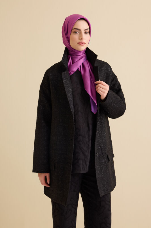 Glittery Black Long Jacket - 5