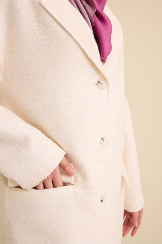 Glittery Ecru Long Jacket - 5