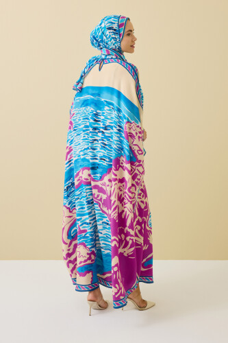 Göl Kenarı Mavi İpek Kaftan - 6