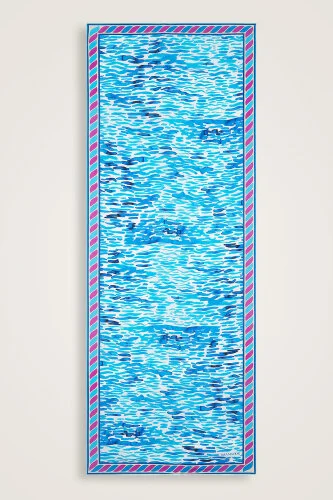 Göl Kenarı Mavi Krep İpek Kaftan Şal 70x210 - 2