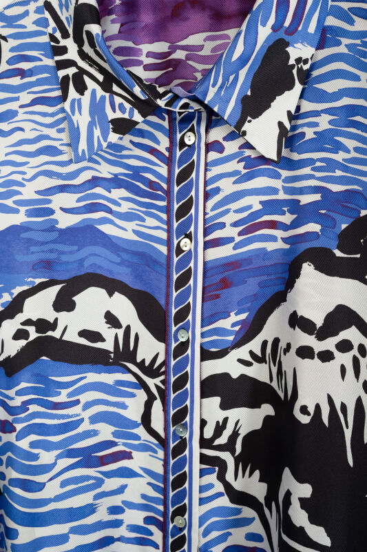 Göl Kenarı Mor-Pembe Tivil İpek Gömlek - 2