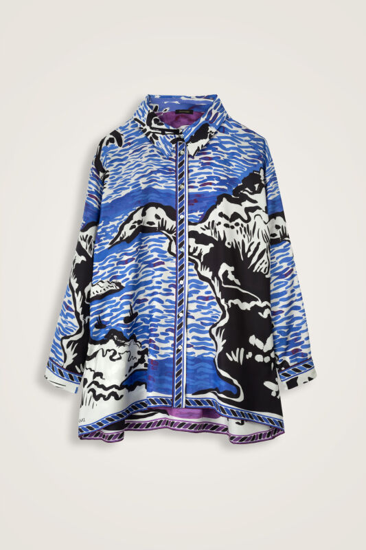 Göl Kenarı Mor-Pembe Tivil İpek Gömlek - 1