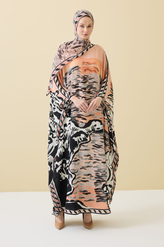 Göl Kenarı Somon İpek Kaftan - 1