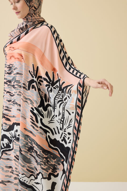 Göl Kenarı Somon İpek Kaftan - 3