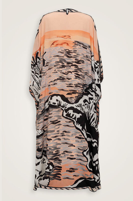 Göl Kenarı Somon İpek Kaftan - 4