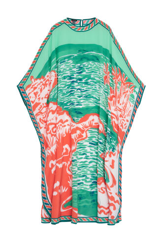 Göl Kenarı Yeşil İpek Kaftan - 2