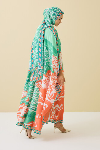 Göl Kenarı Yeşil İpek Kaftan - 6