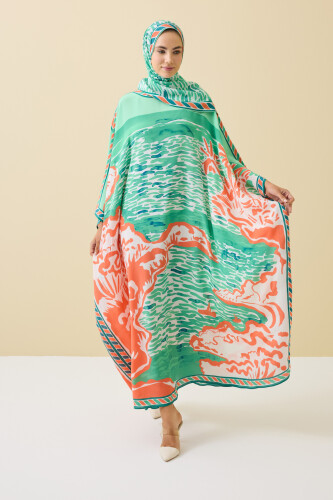 Göl Kenarı Yeşil İpek Kaftan - 1