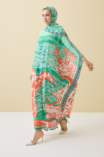 Göl Kenarı Yeşil İpek Kaftan - 5