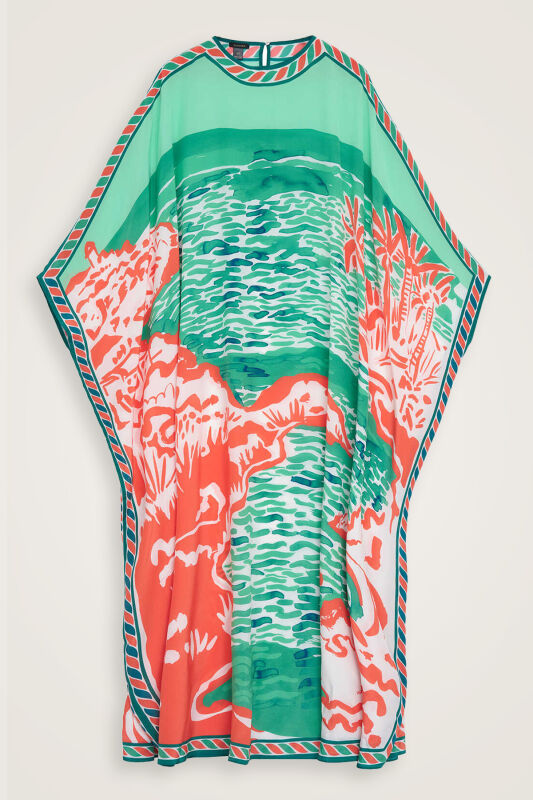 Göl Kenarı Yeşil İpek Kaftan - 2