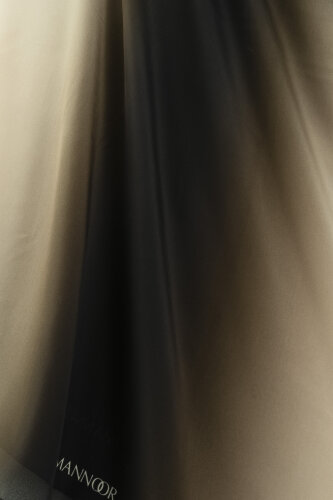 Gradient Black-Beige Crepe Silk Shawl - 2