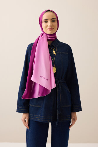 Gradient Fuchsia-Pink Crepe Silk Shawl - 5