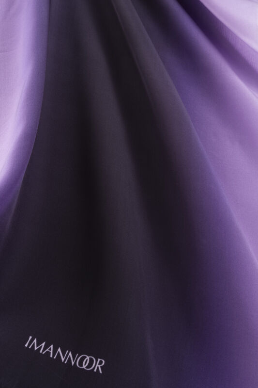 Gradient Purple Crepe Silk Shawl - 2