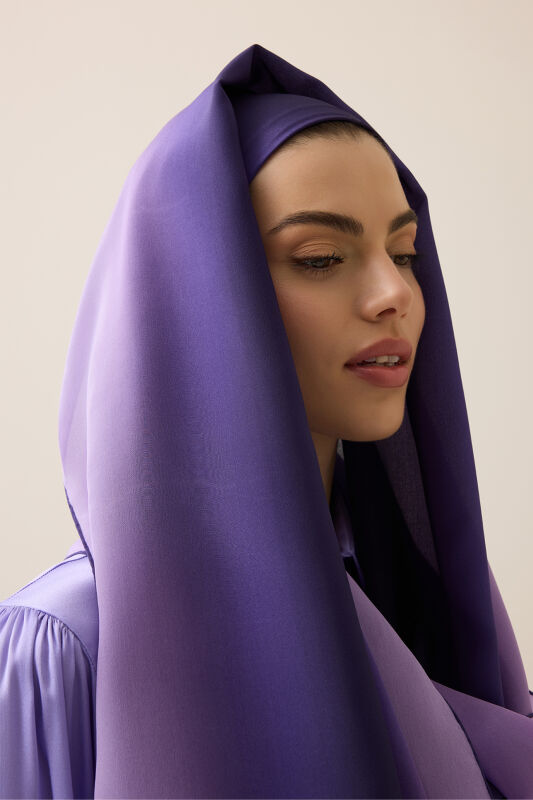 Gradient Purple Crepe Silk Shawl - 1