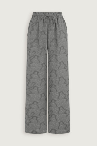 Gray Linen Jacquard Trousers - 2