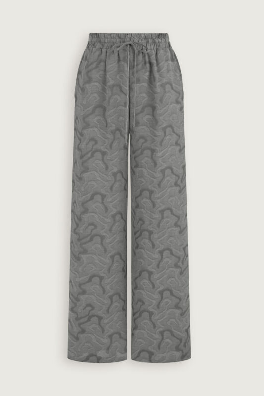 Gray Linen Jacquard Trousers - 2