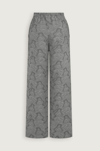 Gray Linen Jacquard Trousers - 4