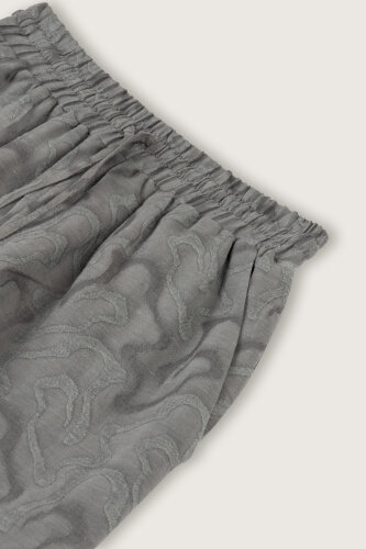 Gray Linen Jacquard Trousers - 6