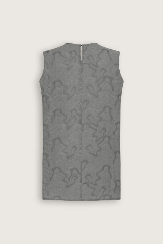 Gray Linen Jacquard Undershirt - 3