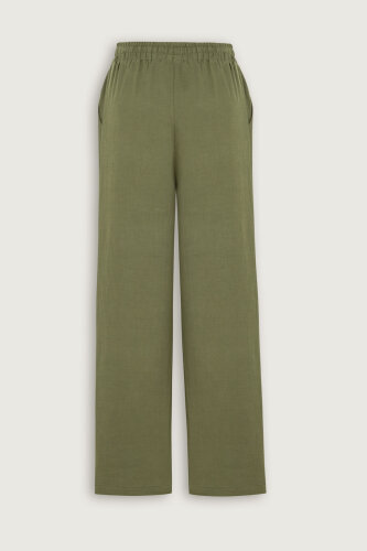 Green Linen Trousers with Pockets - 2