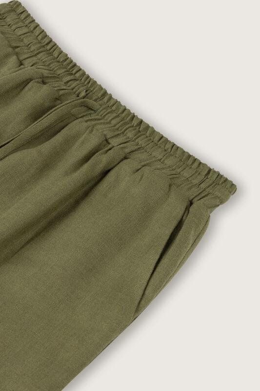 Green Linen Trousers with Pockets - 3