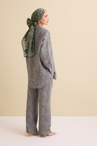 Gri Keten Jakar Gömlek - 7