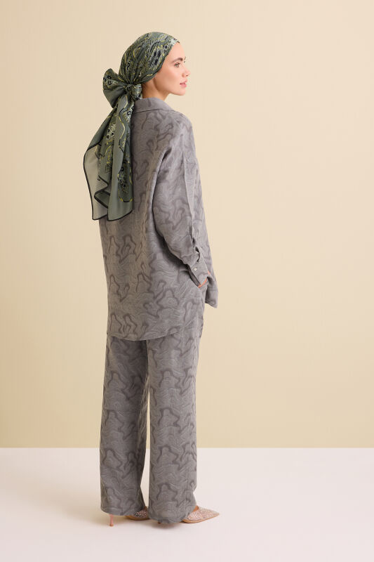 Gri Keten Jakar Gömlek - 7