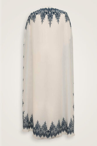 Gül Dantel Mavi İpek Abaya - 4