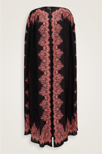 Gül Dantel Nar Çiçeği İpek Abaya - 2