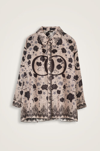 Gül Dantel Pudra-Beyaz Tivil İpek Gömlek - Imannoor (1)