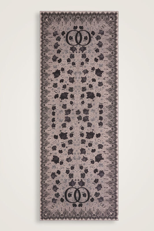 Gül Dantel Pudra Krep İpek Elbise Şalı - 2