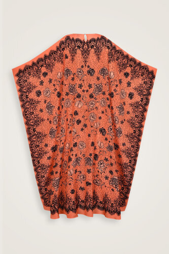 Gül Dantel Somon Krep İpek Kaftan - Imannoor (4)