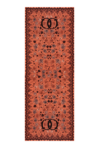 Gül Dantel Somon Krep İpek Kaftan Şal 70x210 - 2