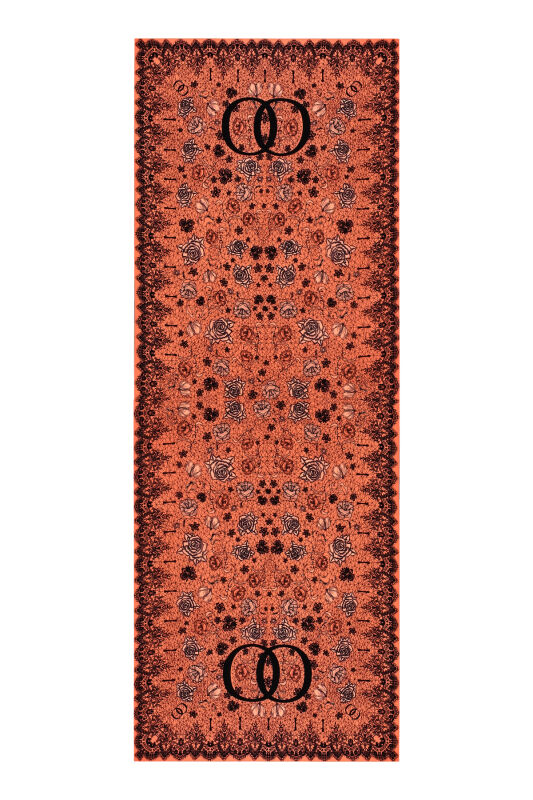 Gül Dantel Somon Krep İpek Kaftan Şal 70x210 - 2