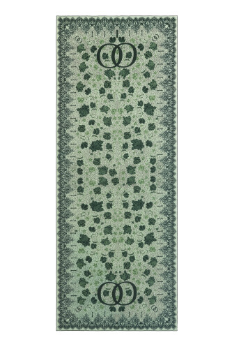 Gül Dantel Yeşil Krep İpek Kaftan Şal 70x210 - 2