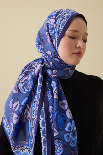 Gül Sarmaşık Leylak Floş Viskon Şal 70x210 - 5