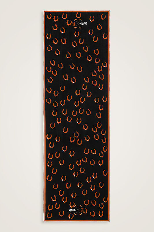 Gulsari Black-Copper Crepe Silk Scarf - 1