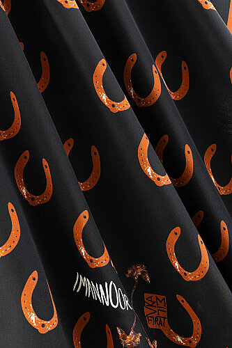 Gulsari Black-Copper Crepe Silk Scarf - 2