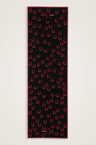 Gulsari Black-Red Crepe Silk Scarf 