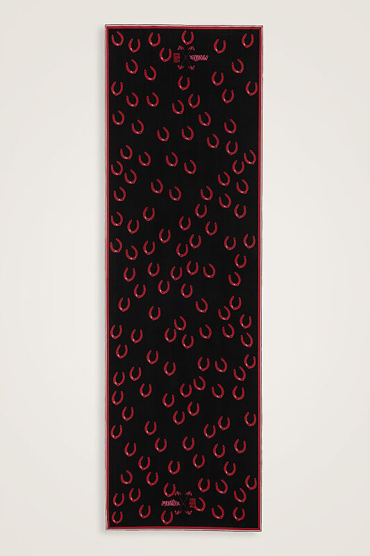 Gulsari Black-Red Crepe Silk Scarf - 1