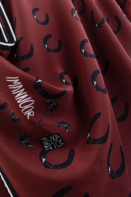 Gulsari Burgundy Crepe Silk Scarf - 3