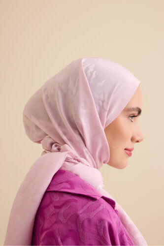 Güneş Doğarken Açık Pembe Shiny Jakar Şal 70x200 - Imannoor (3)