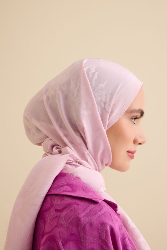 Güneş Doğarken Açık Pembe Shiny Jakar Şal 70x200 - 3