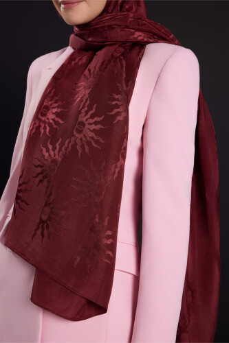 Güneş Doğarken Bordo Shiny Jakar Şal 70x200 - 3