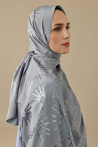 Güneş Doğarken Gri Shiny Jakar Şal 70x200 - Imannoor (4)