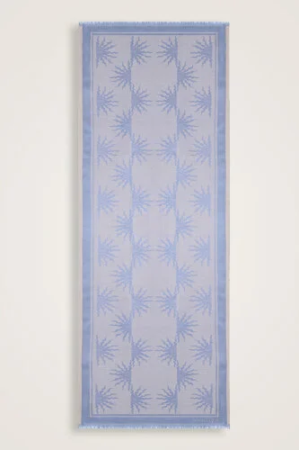 Güneş Doğarken Mavi Pamuk İpek Şal 80x200 - 2