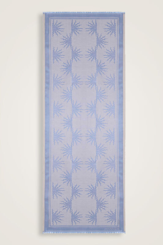 Güneş Doğarken Mavi Pamuk İpek Şal 80x200 - 2